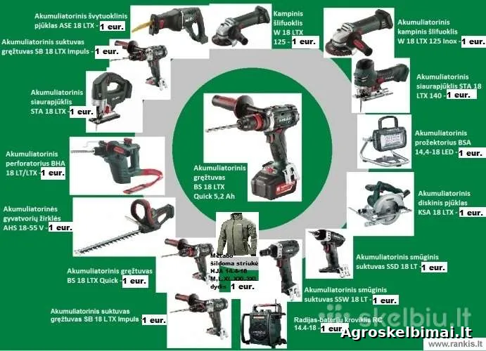 Makita, dewalt, bosch ir kiti akum komplektai - Įrankiai ir įranga nuotrauka 3