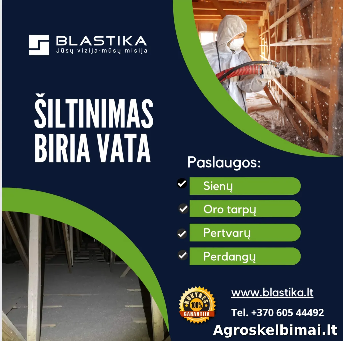 Stogo šiltinimas biria vata – patikimas pastatų apšiltinimas - Statybos darbai, Visa Lietuva