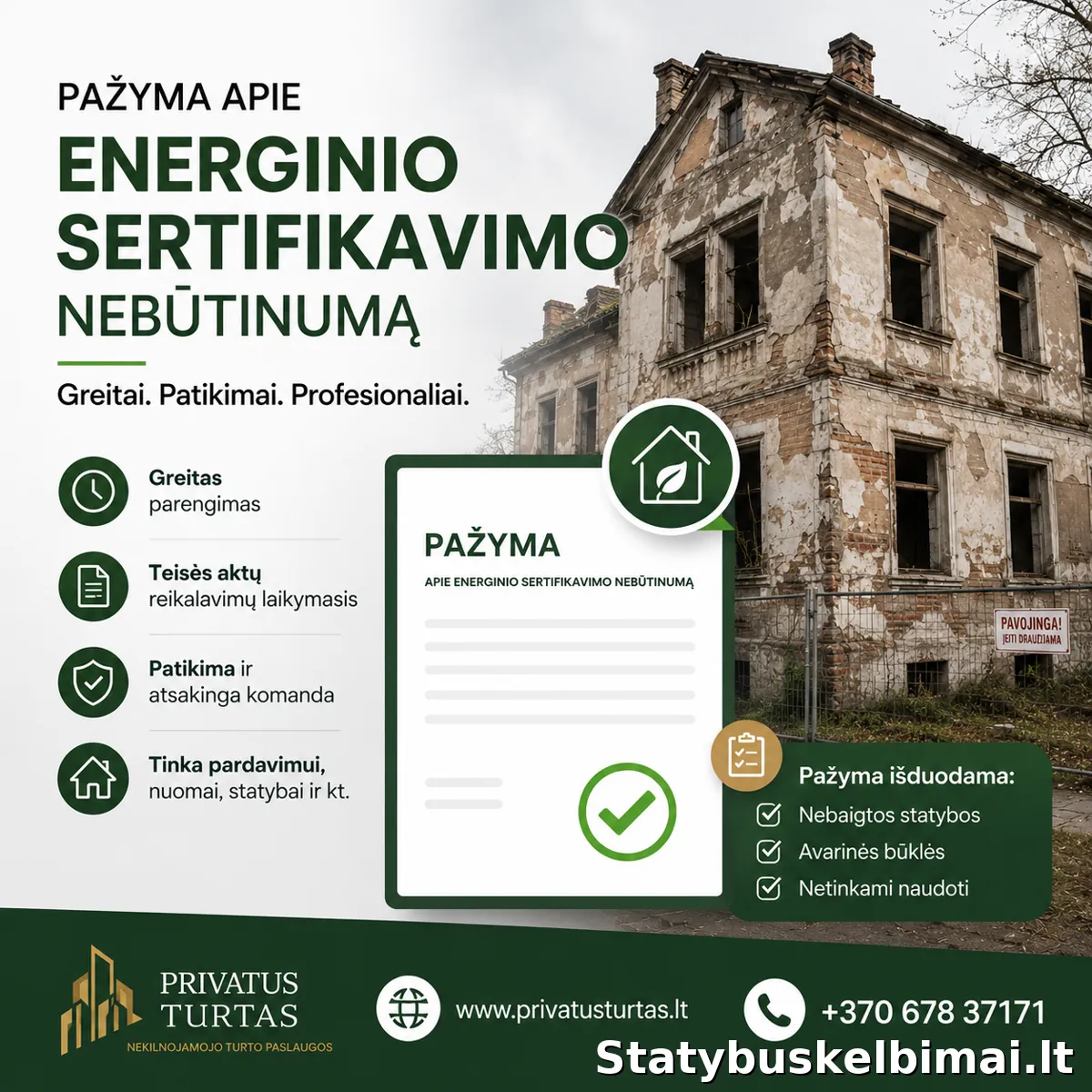 Energinio naudingumo sertifikatas visoje LIETUVOJE per 24 val. - Projektavimas ir priežiūra nuotrauka 4