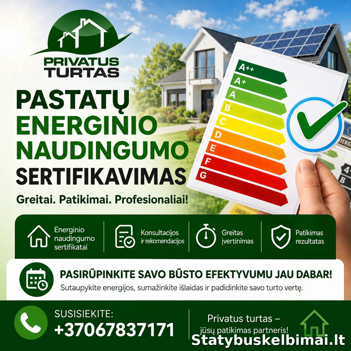 Energinio naudingumo sertifikatas visoje LIETUVOJE per 24 val. - Projektavimas ir priežiūra nuotrauka 3