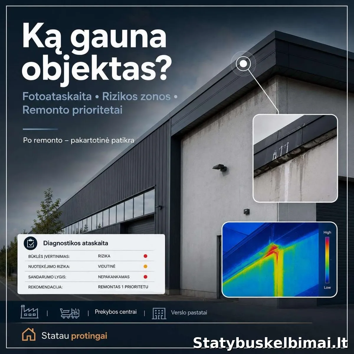Stogų ir fasadų nuotėkių diagnostika - Statybos darbai nuotrauka 3