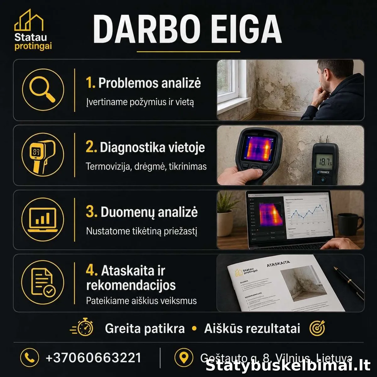 Stogų ir fasadų nuotėkių diagnostika - Statybos darbai nuotrauka 6