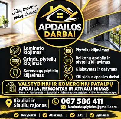 Apdailos darbai.
