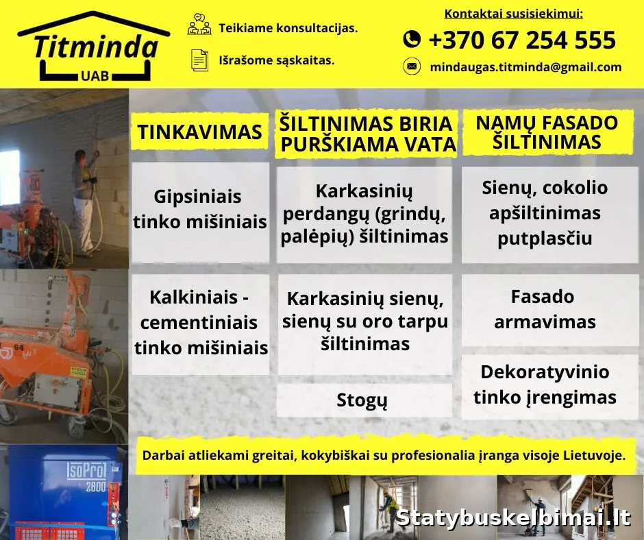 Tinkavimo darbai, apšiltinimas biria purškiama vata, fasado darbai - Remontas ir apdaila, Visa Lietuva
