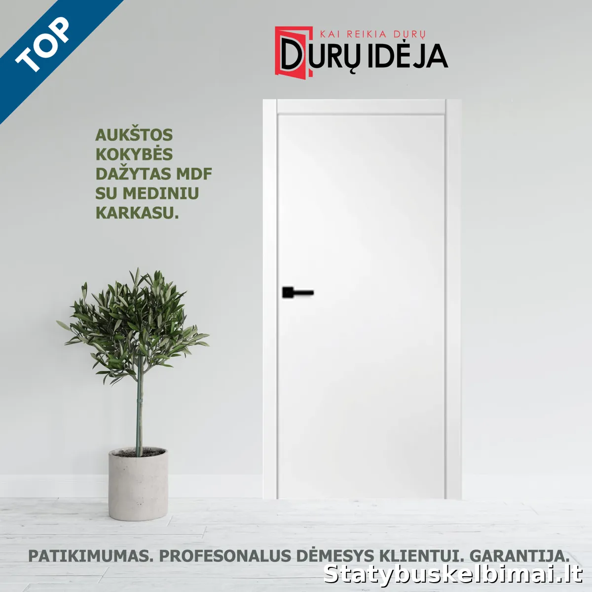 Vidaus durys. Nematomos durys. Lauko durys.  - Statybinės medžiagos nuotrauka 4